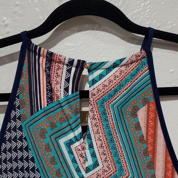 Laundry by Design Brightly Patterned Dress w Gold Neck Plate Size S - Picture 7 of 12